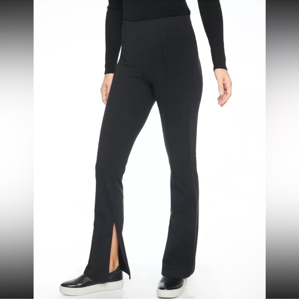 Athleta Greenwich Flare Pants Solid Black Size XS Women Ankle Slits Full Length